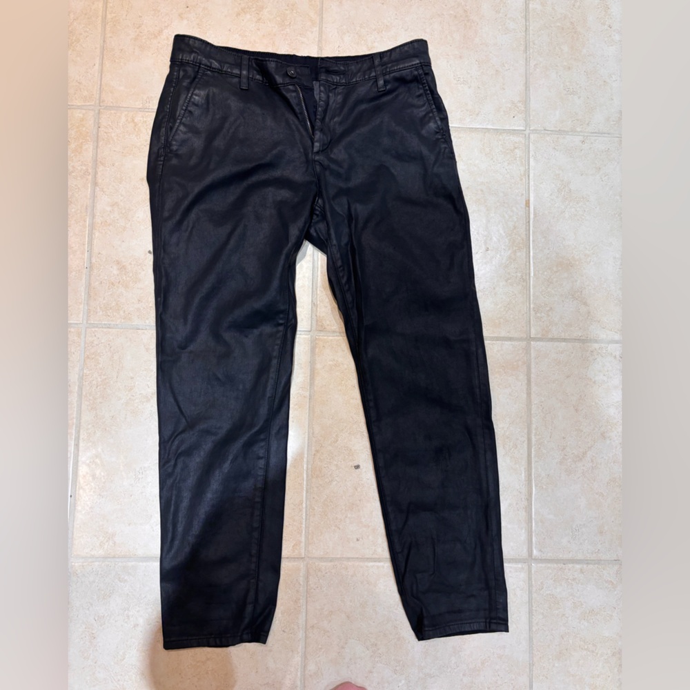 A Golde. Relaxed fit Black Pants. Semi coated leather Jean pant.